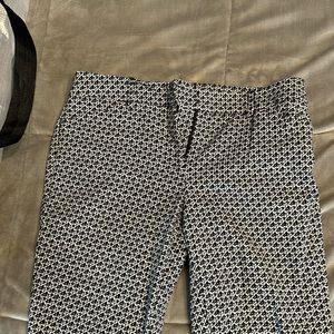 Navy blue/white Patterned Straight Leg Dress Pants